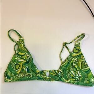 Blackbough Green and Yellow Bikini Top NWOT